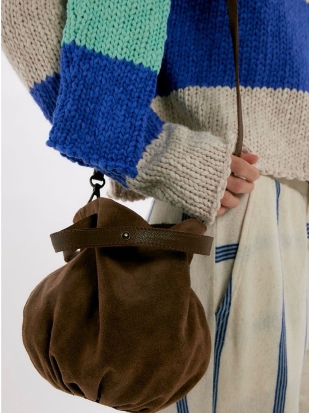Free People Chocolate Brown Suede Mini Crossbody hand Bag NWT